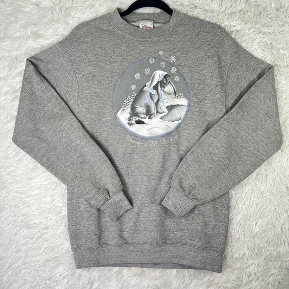 Disney Store Women’s Eeyore Grey Sweater Pullover Sweater Size S Winnie The Pooh - Picture 1 of 13